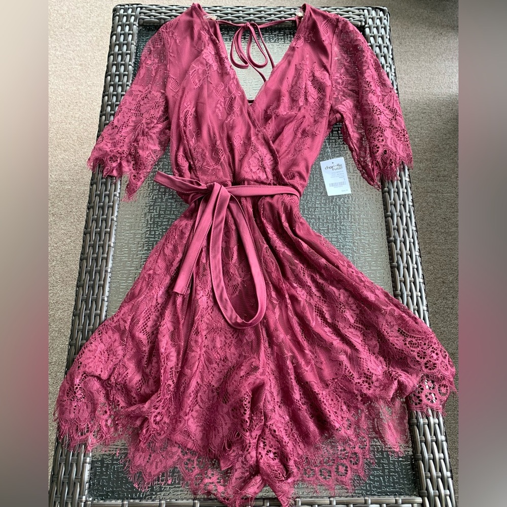 Charlotte Russe Wine Colored Lace Romper Size Small